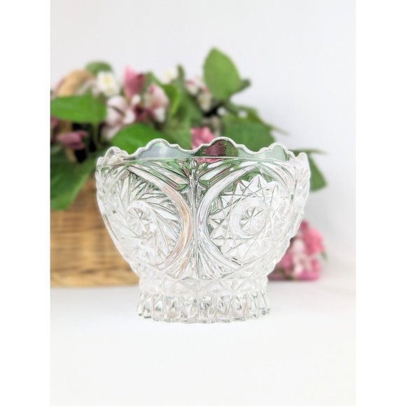 Clear Glass Round Pedestal Candy Bowl Vintage Pressed Glass Small Glass Bowl - Picture 2 of 10